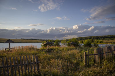 Scenic view of lake against sky