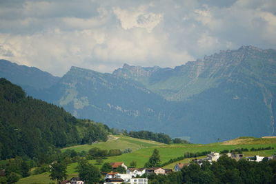 Scenic view of mountains against sky