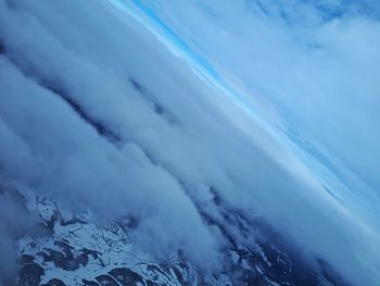 Aerial view of snowcapped landscape against sky