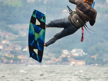 Kitesurfer detail on lake como