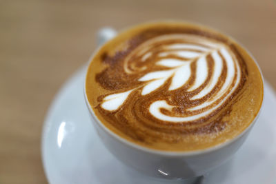 High angle view of cappuccino