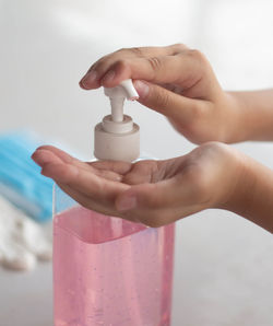 Close-up of woman holding hands
