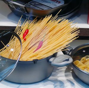 High angle view of food in kitchen at home