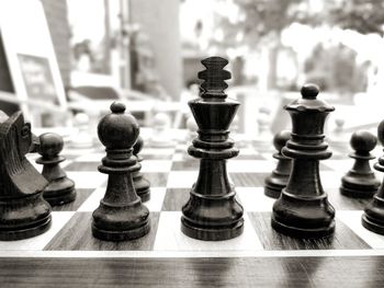 Close-up of chess pieces