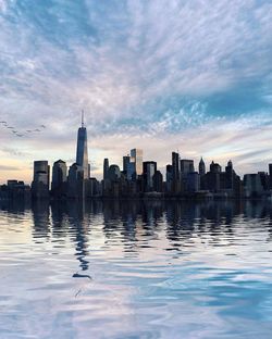 City skyline with waterfront