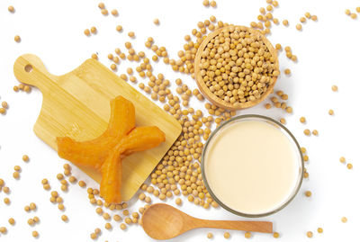 High angle view of food on table