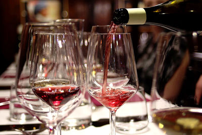 Close-up of wineglass on table