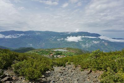 Scenic view of mountains against sky