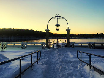 Scenic view of swimming pool against sky during winter