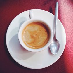 Close-up of coffee cup on table