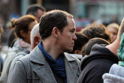 Group of people looking at city