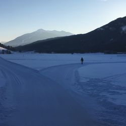 Scenic view of snow covered mountain