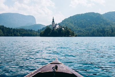 Boat sailing in sea