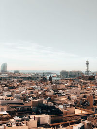 High angle view of townscape against sky