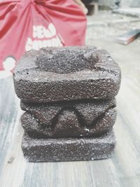 Close-up of chocolate cake on table