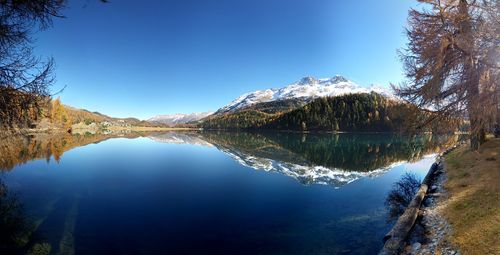 Scenic view of lake against clear sky