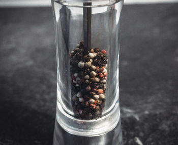 Close-up of glass jar on table