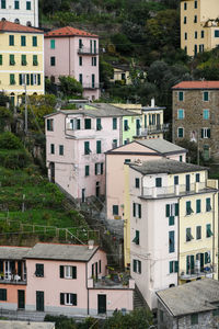 High angle view of residential buildings