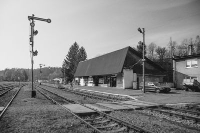 Railroad station platform against sky