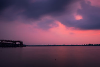 Scenic view of sea against sky at sunset