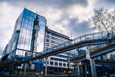 Low angle view of modern building against sky