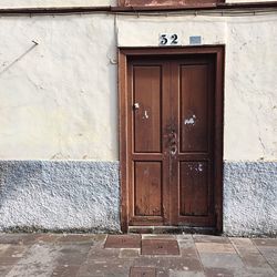 Closed door of old building