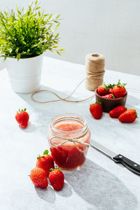 High angle view of fruits on table