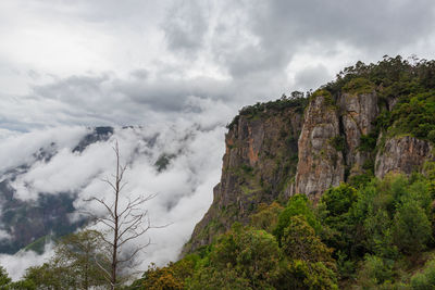 Low angle view of mountains against sky