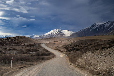 Scenic view of lake tekapo east bank. beautiful view driving along the lilybank road in lake tekapo.