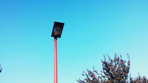 Low angle view of built structure against clear blue sky