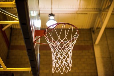 Low angle view of basketball hoop