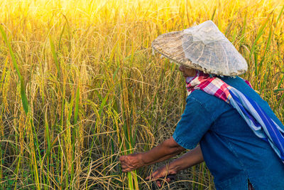Woman working in field