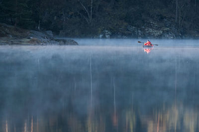 Airplane flying over water