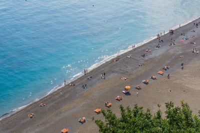 High angle view of people on beach