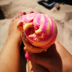 Close-up of woman holding ice cream
