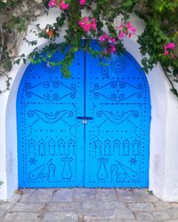 Closed door of building