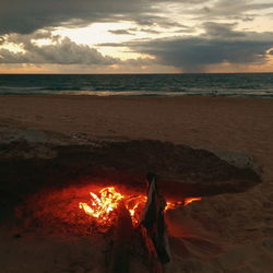 Scenic view of sea at sunset