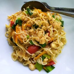 High angle view of salad served in plate