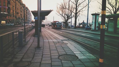 Railroad tracks in city