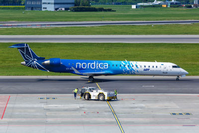 View of airplane on airport runway