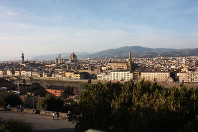 Panorama of the roofs of the city of florence, the tuscan capital, seen from the top of a small hill