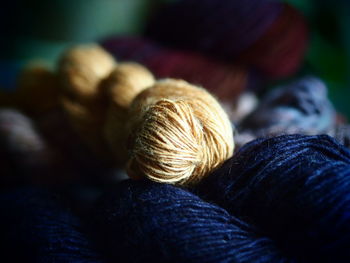 Close-up of golden eri silk skein