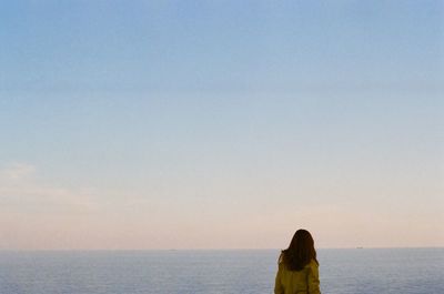 Scenic view of sea against clear sky