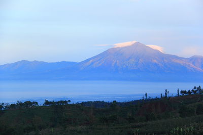 Scenic view of landscape against cloudy sky