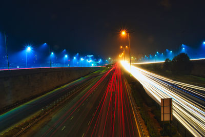 Light trails on highway at night