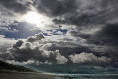 Scenic view of sea against cloudy sky