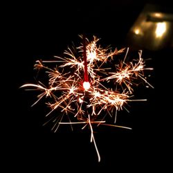 Low angle view of firework display at night