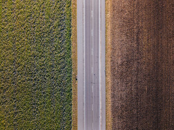 Directly above view of road by agricultural field