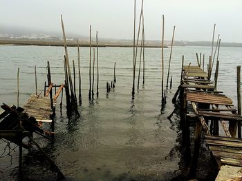 View of pier on sea