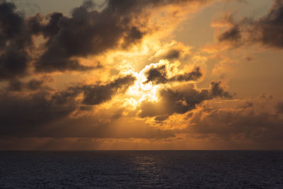 Scenic view of sea against sky at sunset